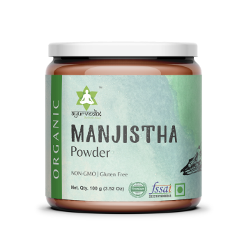 Ayurvedix Organic Manjistha Powder for Men and Women | Pure & Natural Skin Brightening Powder 100G For Clean and Glowing Skin